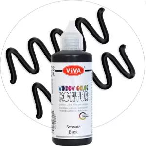 비바 데코 유리용 창문 색상 윤곽 블랙 90ml 페인트 탈착식 그림용 및 장식용 스티커 거울 타일 꽃병 -