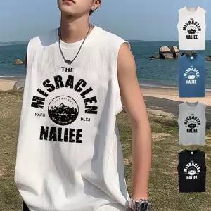 [하프클럽/옷자락]남자 힙무드 프린팅 나염 루즈핏 민소매 티셔츠