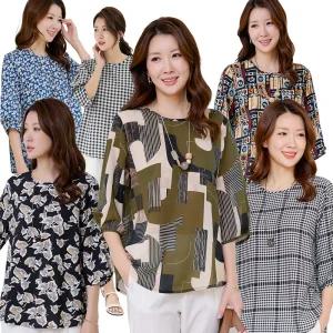 우일 여성 여름 인견 7부 블라우스 티셔츠 마담 중년 아줌마 엄마옷 상의