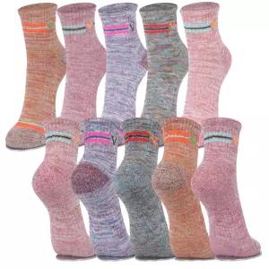 여성용 네온라인 두꺼운 작업 등산 양말 중목 10켤레