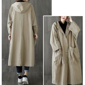 여성트렌치코트 여성롱코트 오버핏야상 여성가을야상 후드롱점퍼