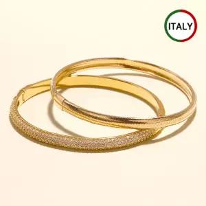 [골드피아] 14K 이태리 실크라인 오메가 뱅글 팔찌 + 오르비스 뱅글 팔찌