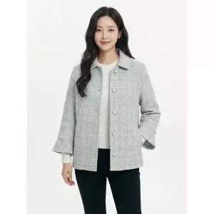 [하프클럽/크로커다일레이디]블루 스트레치 스탠카라 트위드 자켓 CLCMJK101