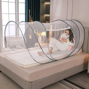 누에 원통 개인 모기장/1인용 원터치 캠핑용 모기 텐트/2층 침대 접이식 방충망/휴대용 여행용 싱글/바닥