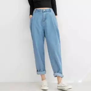 여자 핀턱 오버핏 배기청바지 연청 데님팬츠 배기데님