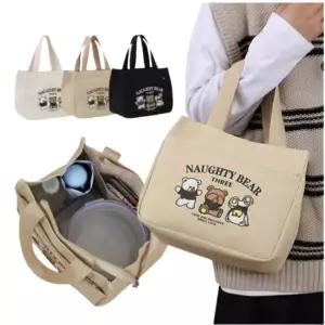 곰세마리 캐릭터 토트백 숄더백 귀여운 미니백 스퀘어 손가방 보조가방 런치백