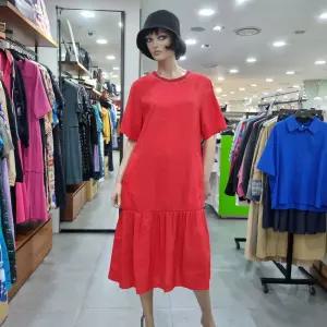 베네통/애플아울렛/레이온 혼방 니트 배색 롱 원피스/BAOPA1541