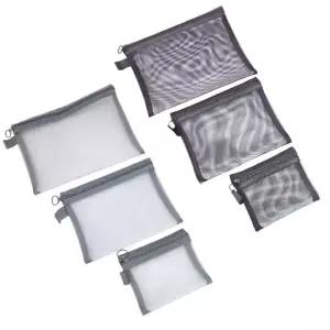 다용도 메쉬파우치 3종 세트 사각 파우치 투명 망사 여행용 캐리어 가방 (WFKWJU7)