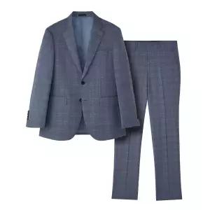 [롯데백화점]맨잇슈트 블루 울혼방 글렌 체크 포멀핏 사계절 스트레치 정장 + 타이증정 (344)