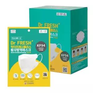 닥터프레시플러스 새부리형 성인용 마스크 KF94 중형 흰색 개별 대형공용 갑 30개입 부품 소모품 자재