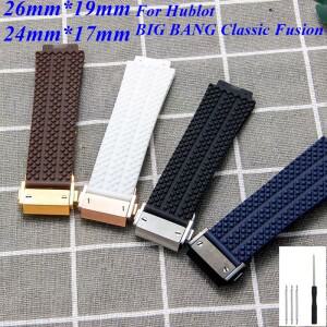 26x19mm 24x17mm For Hublot BIG BANG Classic Fusion Watch Strap Soft Rubber Band Silicone Bracelet Wi