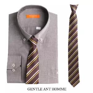 브라운 클래식 배색 사선 자동넥타이 ga-289