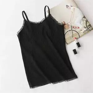 [오노마] ONM 골지 리본 레이스나시 끈나시 민소매 면 레이어드나시