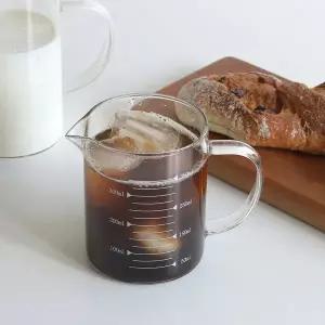 [라이프스토리]내열유리 손잡이 눈금 비커 계량컵 350ml 커피 비이커