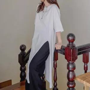 옆트임 원피스 반팔 롱 티셔츠 무지 루즈핏 여성 빅사이즈
