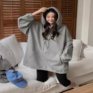 [제작] 버블링 리얼루즈핏 후드 티셔츠 86585 빅사이즈 여성의류