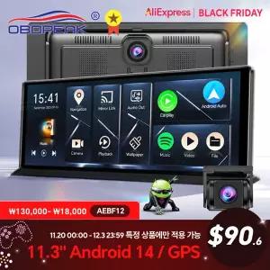 K60 Pro 후방 카메라 DVR 안드로이드 14 블랙 무선 CarPlay 안드로이드 오토 듀얼 렌즈 1080P 비디오 레코