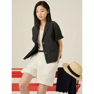 [빈폴레이디스] 코튼 혼방 반소매 쇼트 재킷  블랙 (BF5411C065)