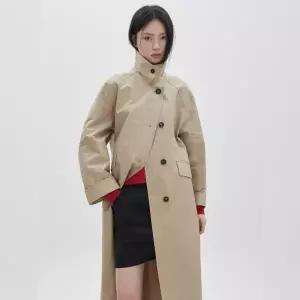 [롯데백화점]쥬크 싱글 버튼 하이넥 루즈핏 롱 트렌치코트 (Z261MSI001)