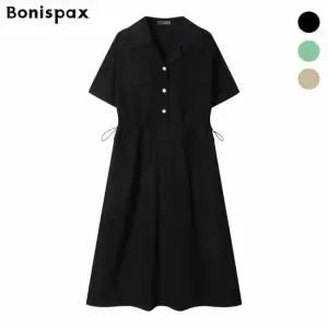 [보니스팍스] 사이드 스트링 더블 카라 원피스 (XP3OP001M0)