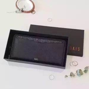 닥스 COLLINS 블랙 가죽 핫픽스 지퍼 장지갑 DCWA8F215BK