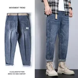 남자 배기 청바지 핏 봄여름 워싱 데님팬츠 9부 힛템