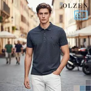 [올젠] 풀 컴포트 멜란지 카라 티셔츠 (ZPE2TT1501)