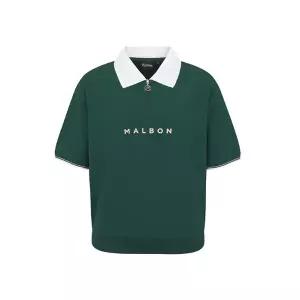 말본골프 MALBON 여성 크롭 하프 집업 와플 티셔츠 GREEN M6222PTS51GRN