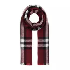 체크 패턴 자수 울 실크 머플러 8114101 A1308