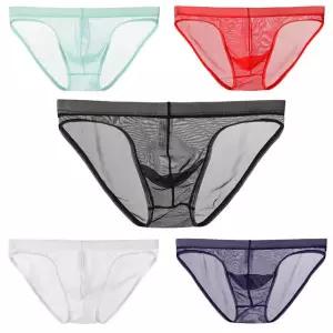 남성 시스루 망사 삼각팬티 5P 세트 심리스 무봉제 실크촉감 팬티 매혹적인 스타일과 편안한 착용감 B02
