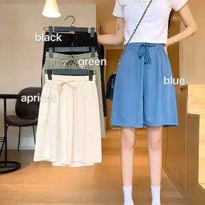 여성 여름 5부 쿨 반바지 와이드  고무줄 팬츠 바지 밴딩 아이스 홈웨어