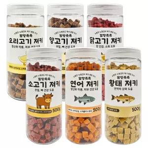 오행오맛 강아지 져키 500g 6종 선택 /소형견 노령견 말랑한 강아지간식 /소고기 연어 황태 닭 오리 양