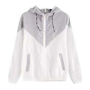 [JPAYAROGOAN] UV 차단 파카 래시가드 레ディ ス 일광 시어 시스루 후드 포함 봄 여름 풍선 소매 긴소매 코트 귀여워 낚시 스포츠 통근 통학 하이킹 여성용 방풍 신축성 일상복