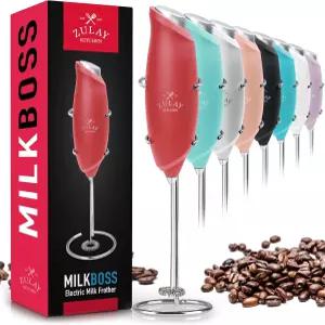 커피용 줄레이 키친 프리미엄 원터치 밀크 프로더 - 간편한 핸드헬드 폼 메이커 카푸치노 프라페 말차 및