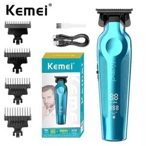 저소음이발기 바리깡 Kemei 2299 전문 무선 헤어 트리머 갭 제로 충전식 이발기 전기 마무리 커팅 머신