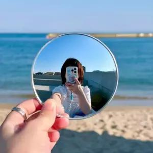 휴대용 미니 볼록 반사경 사진 거울 셀카 여행 95mm 대형 촬영용 원형 1개 대형