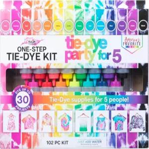 튤립 원스텝 타이 다이 키트 파티 5인용 대규모 활동 예술 및 공예 선물 생생한 색상 영구 천 염료 쉬운