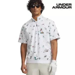 언더아머 남성 UA 드라이브 윈드 골프 트립 반집업 반팔 티셔츠 6009750-100 460476
