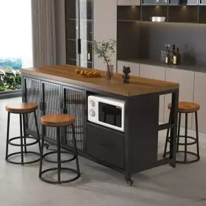 이동식 아일랜드식탁 오픈형 수납 홈바 원목 대리석 폴딩 주방작업대 키친카운터