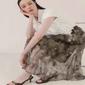 [막스까르띠지오]갤럭시 쉬폰 레이어링 롱스커트