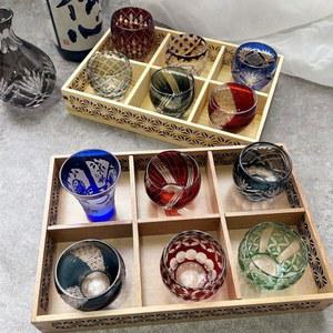 크리스탈 사케잔 술잔 이자카야 그린 집들이 일식 공부차 붉은 냄비 소주잔