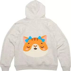 [골드스마일]후드집업 뒷면 프린트티셔츠 귀여운 리본띠 고양이