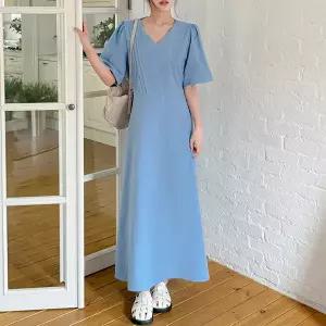 [빅사이즈]이블렛 듀렌크 린넨 핀턱 퍼프 롱 원피스 제이스타일