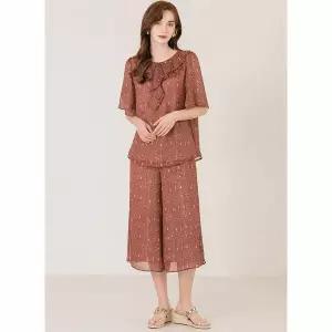 [하프클럽/막스까르띠지오]엔틱 플라워 쉬폰 앙상블