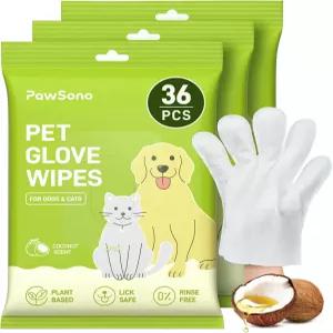 개와 고양이를 위한 36PCS 저자극성 애완동물 장갑 물티슈 목욕과 여행 사이의 빠른 청소 및 탈취 털