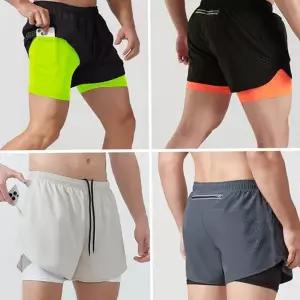 남성 트레이닝 반바지 기능성 마라톤 3부 남성 러닝 숏츠 헬스 레이어드 이중 여성 속건