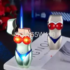  비키니 바디 라이터 LED 발광 화려한 조명 효과 블루 터보 플레임 이색 선물