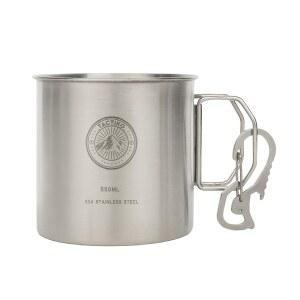 택티코 18온스(550ml) 304 스테인리스 스틸 캠핑 머그컵 - 접이식 손잡이가 있는 튼튼한 금속 커피 컵 하이킹, 오버랜딩 및 서바이벌 키트용 백패킹 장비 야외 요리(18온스/550ml)