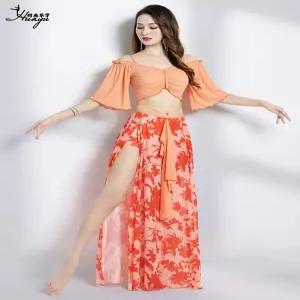벨리댄스복 여성용 밸리 복장 연습 원피스 스카프 댄스상의 벨리댄스 반팔 댄스스포츠