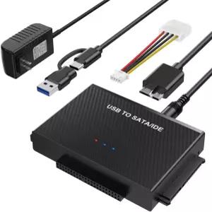 ULXUUN 하드 드라이브 리더 USB 3.0 to SATA IDE 어댑터 Type C 외장 데이터 복구 컨버터 키트 유니버설